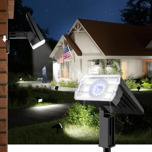 BITPOTT Solar Outdoor Spot Lights, 4 Pack 3 Modes Solar Landscape Spotlights, IP67 Waterproof Cold White 6500K Solar Powered Wall Lights, 2-in-1 for Yard Garden Driveway Porch Walkway